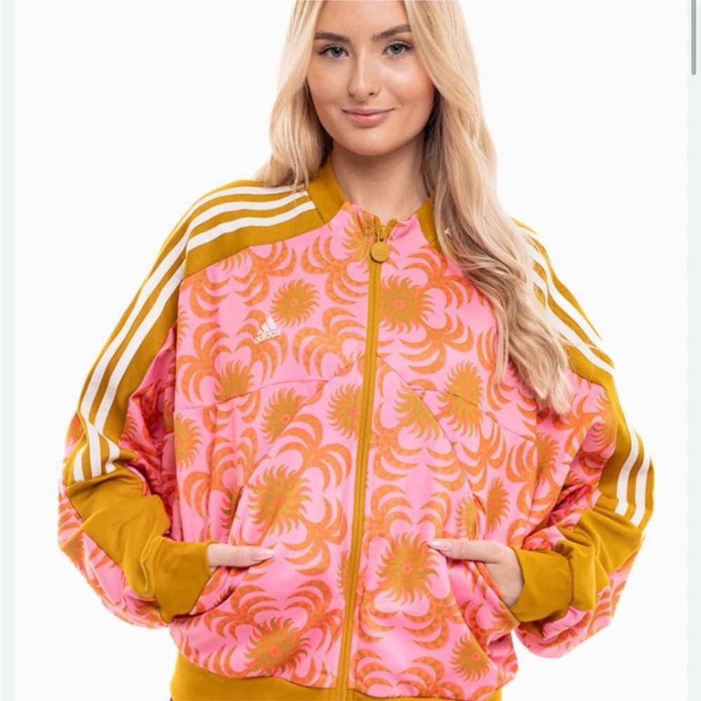 adidas Vibrant Pink and Gold Bomber Jacket